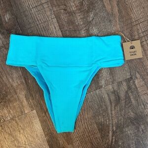 Toast Swim X Free People Signature Banded Waist Bikini Bottom Turquoise Rib S